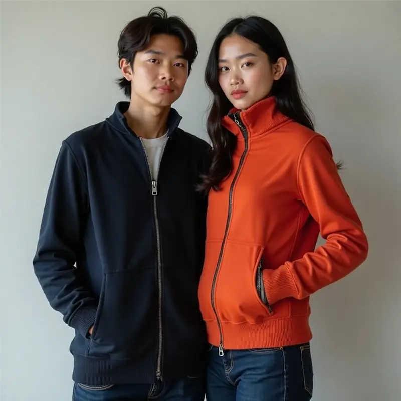 แจ็กเก็ตซิปหน้า คอตั้ง/บอมเบอร์ โทนสุภาพ